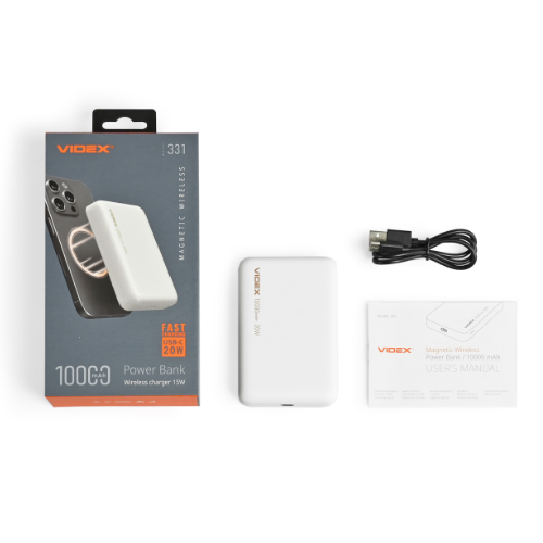 Павербанк 10000 mAh Videx VPB-331-W з БЗП білий Житомир