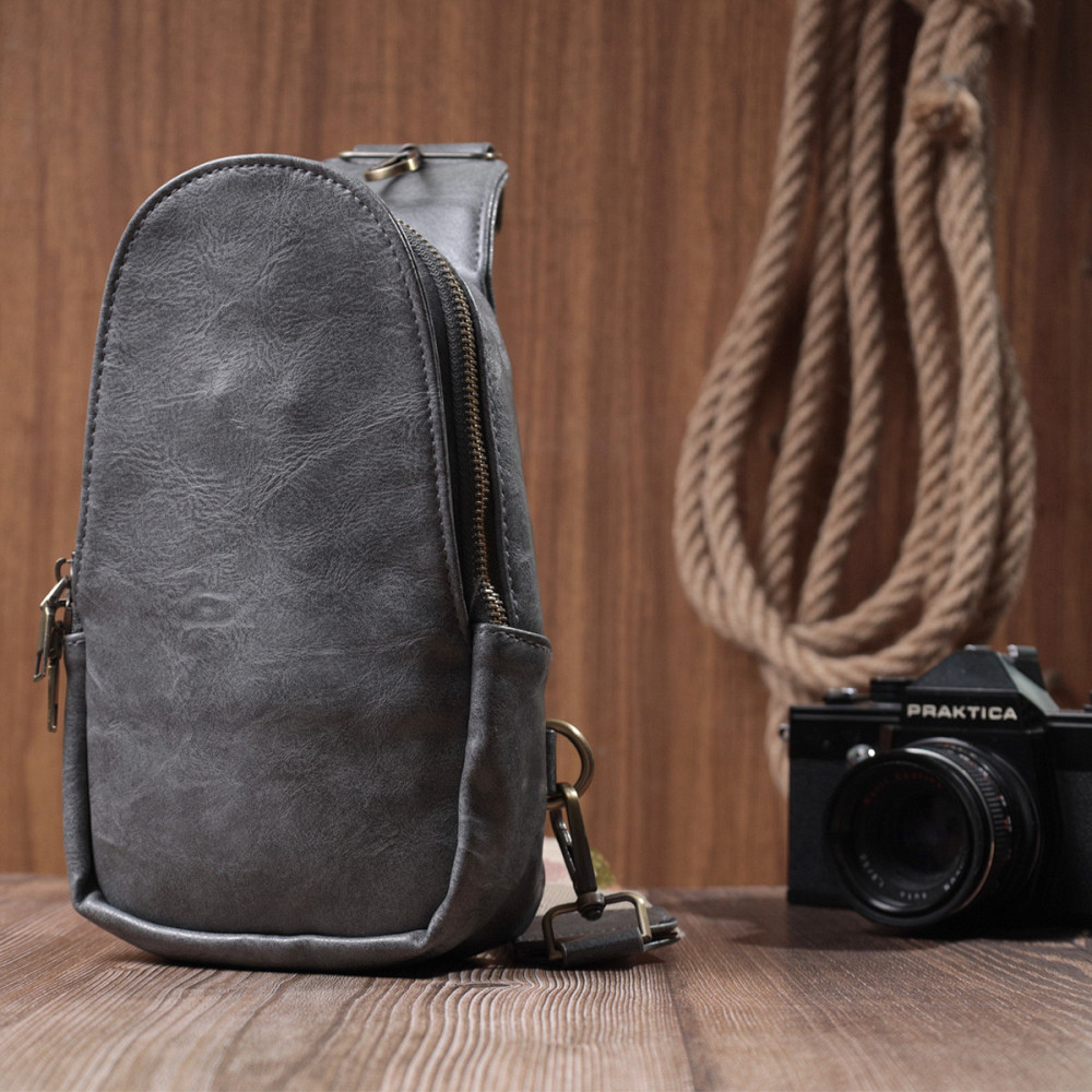 Модна сумка через плече в модному кольорі з екошкіри Vintage 22792 Сірий Київ - фото 9