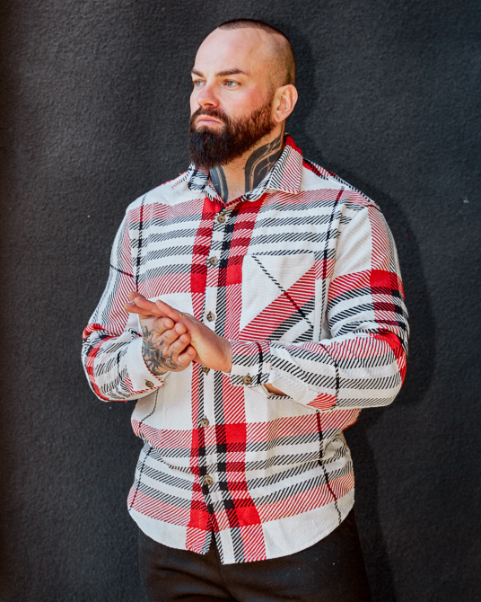 Тепла чоловіча сорочка Мадрид Біло-червоний L Харків - фото 3