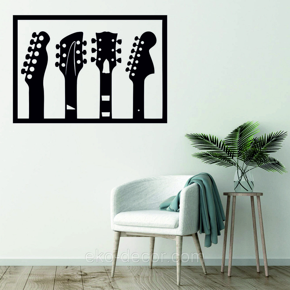 Декоративное настенное Панно «Гитара» Декор на стену 70*50 см, Черный Киев - изображение 1