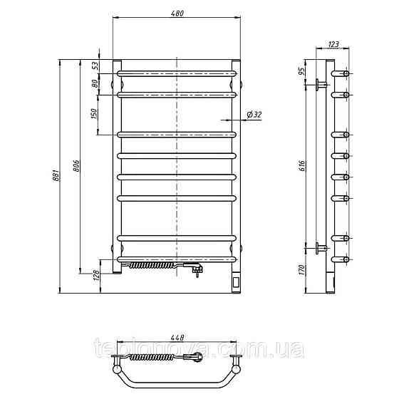 Сушарка для рушників Блюз 480х800 Sensor ліва з таймером Чернівці