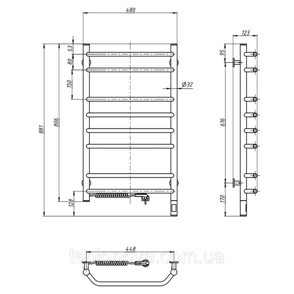 Сушарка для рушників Блюз 480х800 Sensor ліва з таймером Чернівці - фото 4