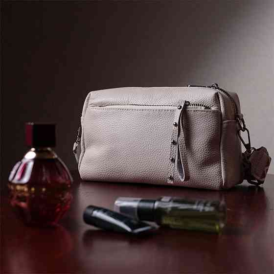 Цікава жіноча шкіряна сумка із стильним бігунком Vintage 22653 Біла Київ