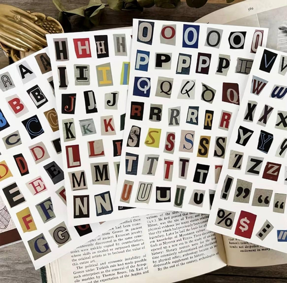 Набір вінтажних наклейок з англійськими літерами для скрапбукінгу та декору Київ - фото 1