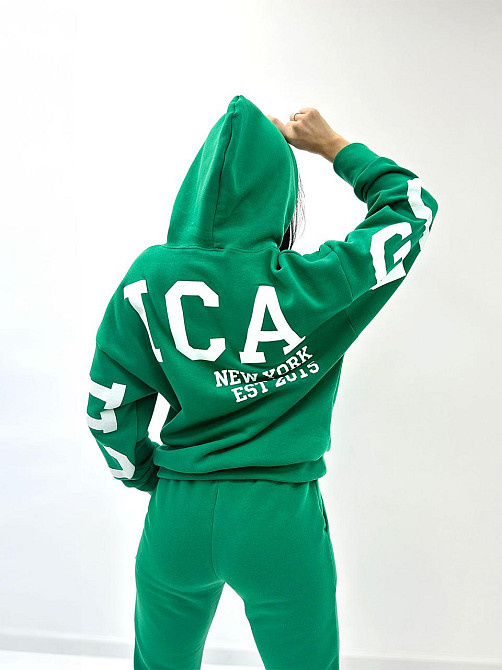 Спортивний костюм на флісі "Chicago" оптом | Норма Зелений, 42-44 Київ - фото 3