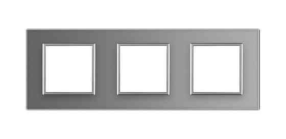 Рамка 3-постова LIVOLO, загартоване скло, сіра, 223×80 мм (VL-P7E/E/E-6I) Коломия