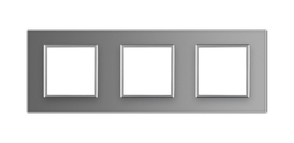 Рамка 3-постова LIVOLO, загартоване скло, сіра, 223×80 мм (VL-P7E/E/E-6I) Коломия - фото 2