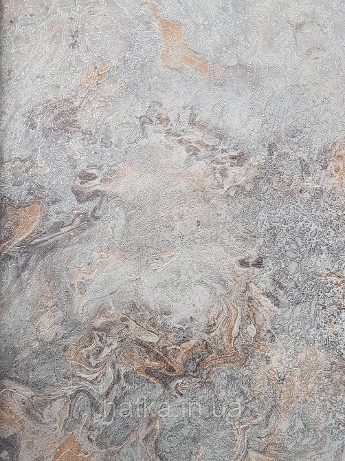 Шпалери вінілові на флізеліні гарячого тиснення DU&KA 1.06х10 вензель основа під штукатурку сірі коричневі Київ - фото 1