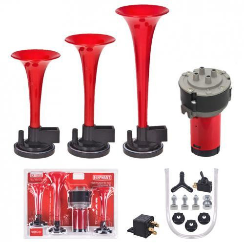 Сигнал воздушный CA-10730 Elephant, 3 пластмассовых трубы, красный, 12V, 2 режима, длина 165mm, 200mm, 215mm Харьков - изображение 8