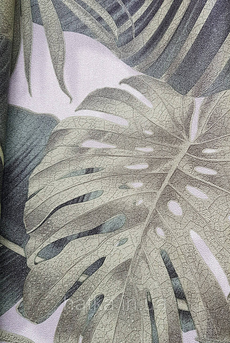 Шпалери вініл на флізеліні гарячого тиснення DU&KA Natura1.06х10 листя монстери пальми зелені салатові Київ - фото 3