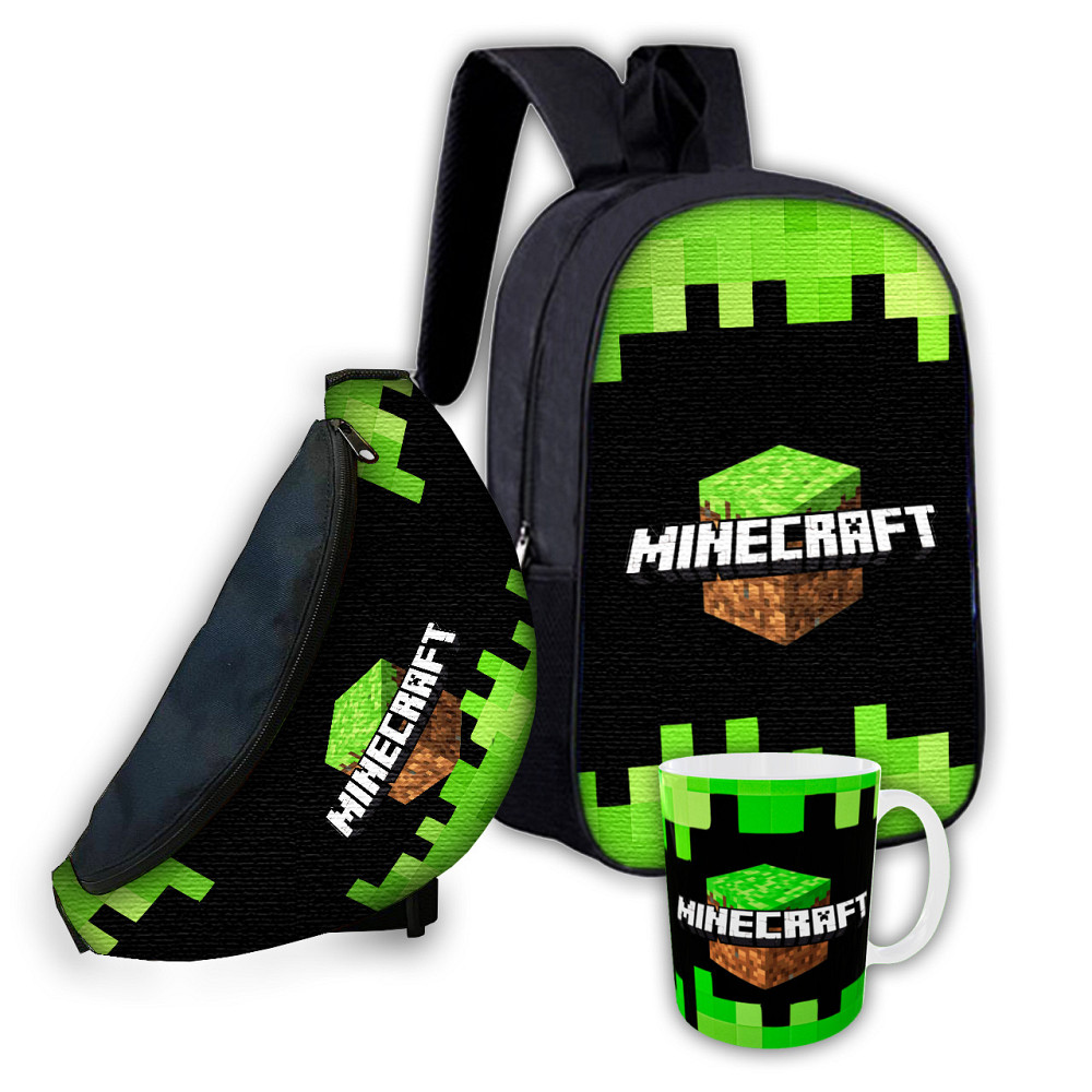 Набір дитячий майнкрафт "Minecraft" рюкзак, сумка-бананка, кружка (00268) Київ - фото 1