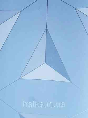 Шпалери флізелінові Decoprint Elisir EL21072 геометричні фігури, трикутники 3д сірі білі на блакитному тлі Київ