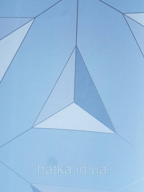 Шпалери флізелінові Decoprint Elisir EL21072 геометричні фігури, трикутники 3д сірі білі на блакитному тлі Київ - фото 3