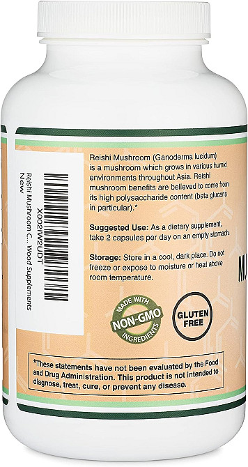 Экстракт гриба рейши Double Wood Reishi Mushroom Extract 1000 mg 300 caps Луцк - изображение 3