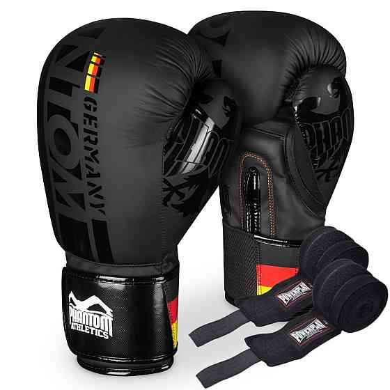 Боксерские перчатки Phantom Germany Black 14 унций (Бинты 4м. в подарок) Киев