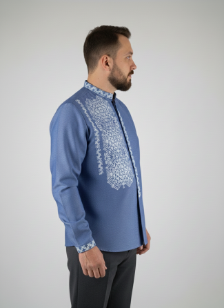 Молодіжна чоловіча вишиванка із домотканого полотна на гудзиках Київ