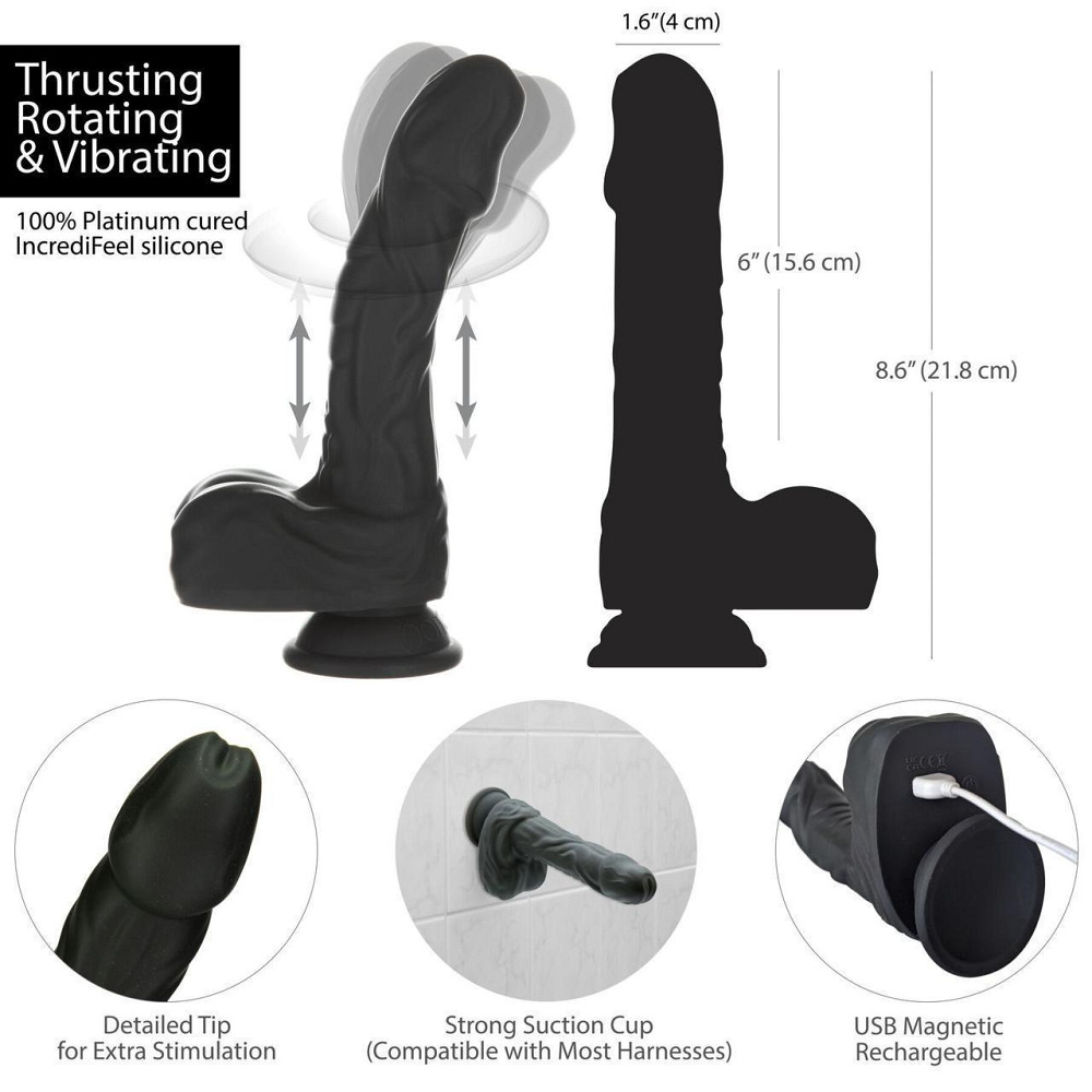 Вібро-фалоімітатор з ротацією та пульсацією Naked Addiction 8.6″ Noir, з пультом ДК Sex Aura Київ - фото 8