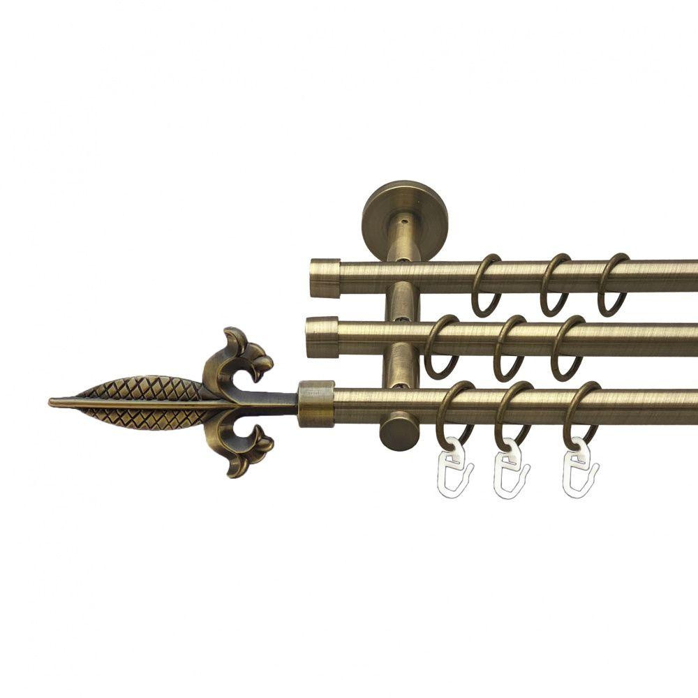 Карниз Orvit Генуя металевий трирядний циліндр (20 см) гладка труба кільце металеве Антик 16\16\16 мм 300 см (00-00015724) Львів - фото 1