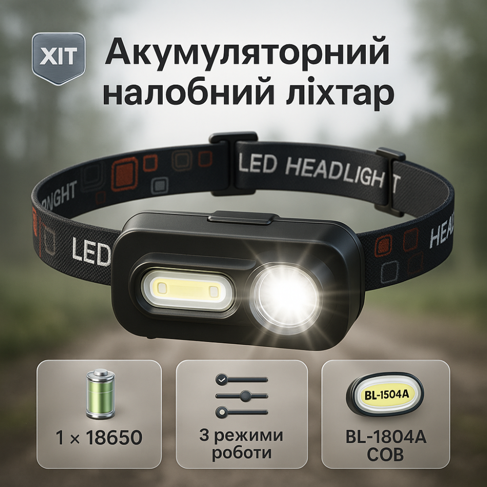 Светодиодный фонарь для работы на голове 1804A-XPE+COB, Фонарик на голову для альпинизма JS-25 Львов - изображение 12