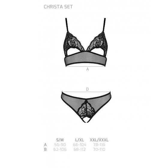 Комплект із бралету з ажурним ліфом та відкритими трусиками Passion CHRISTA SET Open Bra L/XL black Sex Aura Київ