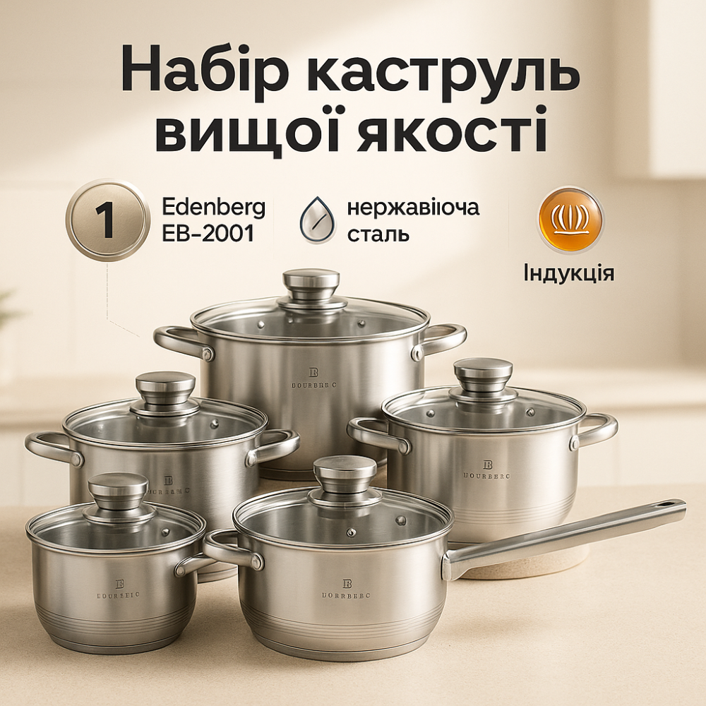 Хорошие кастрюли, Качественный набор кастрюль, Сборный набор кастрюль высоких AP-66 Львов - изображение 12