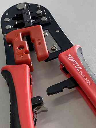 Кліщі для обтиску і зачистки проводів (RJ11/RJ12/RJ45) трещоточные TOPTUL DKAC2420 Одеса