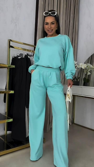 Жіночий прогулянковий костюм-двійка: кофта та штани петля М'ятний, 48/50 Одеса - фото 1
