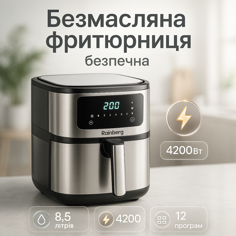 Фритюрниця для продуктів у фритюрі, Гриль аерогриль для дому, Сучасна мультипіч, Настільна фритюрниця UE-81 Львів - фото 7