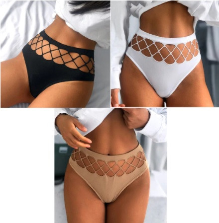 Набор стрингов (бежевые, черные, белые) - размер 42-44, нейлон, спандекс Киев - изображение 1