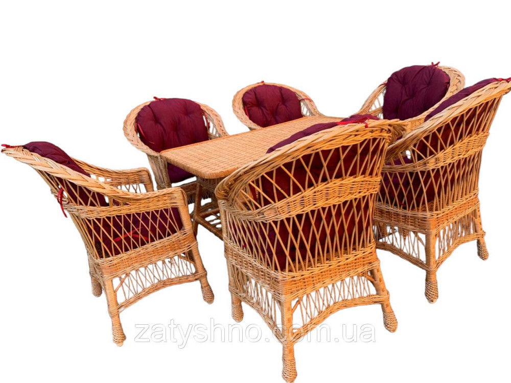 Меблі плетені з накидками та великим столом Київ - фото 3