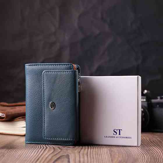 Интересный кошелек для женщин из натуральной кожи ST Leather 22504 Бирюзовый Киев