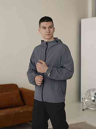 Чоловіча куртка вітрівка темно-сіра Pobedov Neon. Вітрівка для чоловіків легка весняна Київ