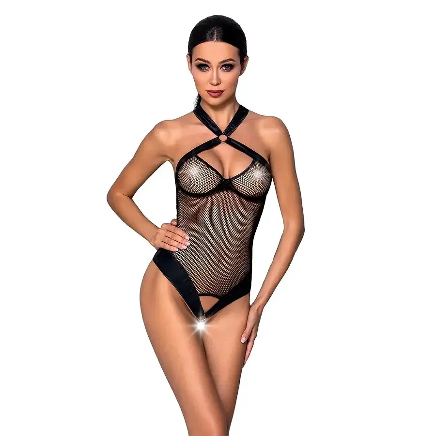 Сітчастий боді з халтером Passion Amanda Body L/XL, black Львів - фото 1