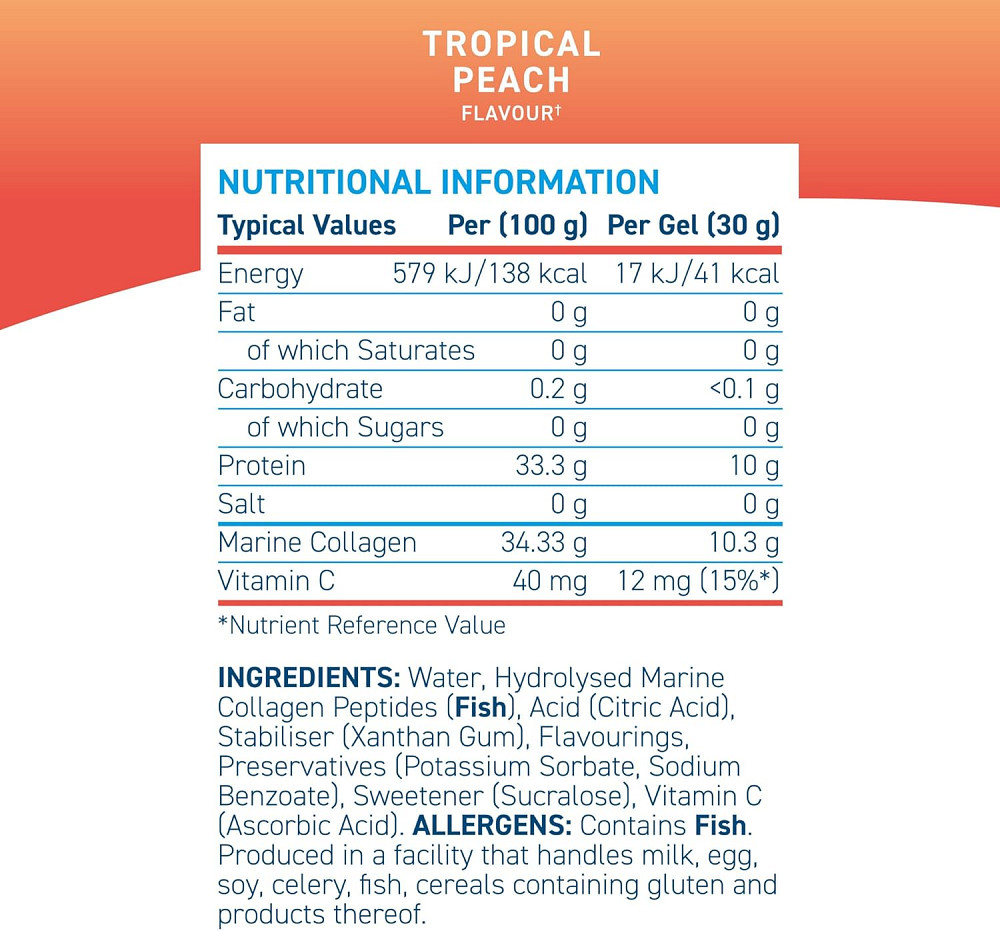 Морський колаген Applied Nutrition Liquid Marine Collagen 10 x 30 г, Ttropical peach Луцьк - фото 2