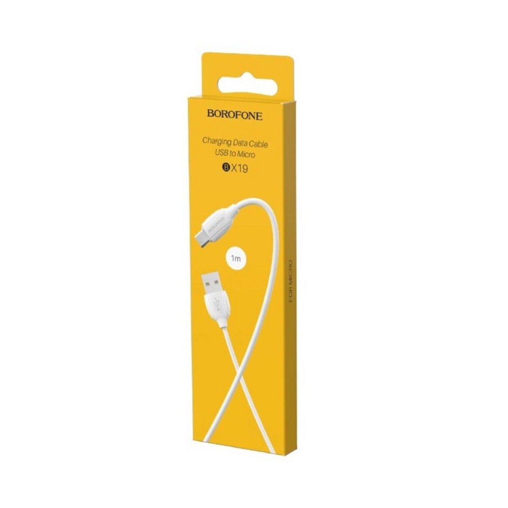Кабель BOROFONE BX19 USB - Micro 2.4A, 1m, PVC, TPE конектори, колір білий BX19MW Одеса - фото 3
