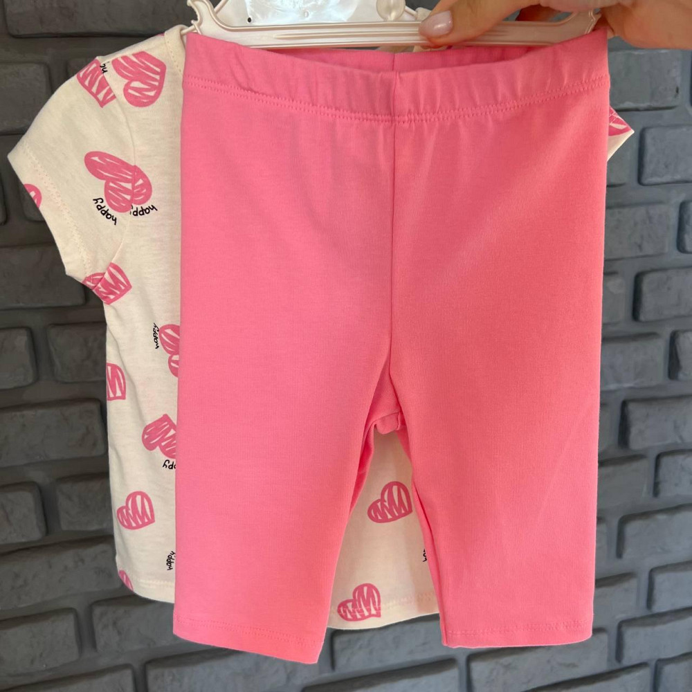 Дитячий Костюм Футболка (Біла з сердечками) та Легінси (Рожеві) LC Waikiki 2-3 роки(92-98см) пакунок малюка Киев - изображение 2