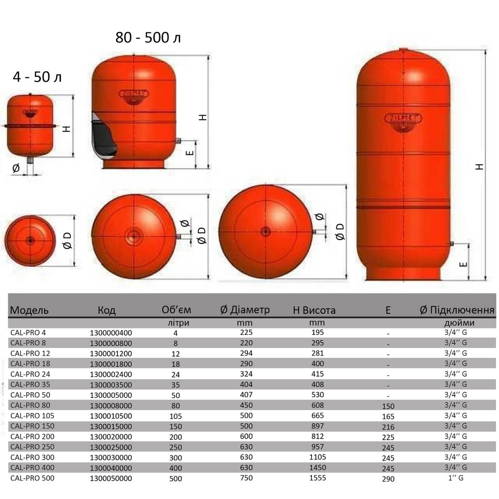 Бак Zilmet cal-pro для систем опалення 80л. 6bar ( 1300008000 ) (000001439) Київ - фото 4