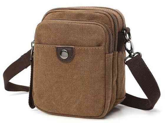 Барсетка текстильная Vintage 20163 Коричневая Киев