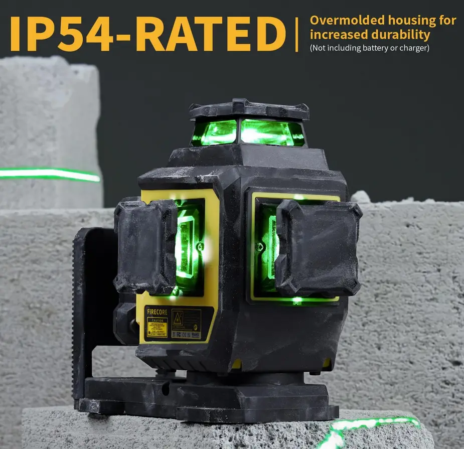 Лазерный уровень нивелир Firecore F95T-XG 3D 360 (12 линий) 4000мА с 2-мя аккумуляторами Винница - изображение 9