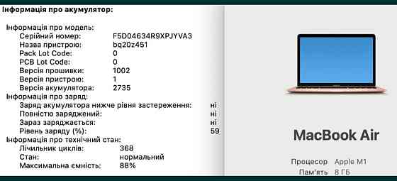 ТОП Продаж! Ноутбук, MacBook Air 13, 2020, MGND3, M1, 8Gb/256Gb. Київ