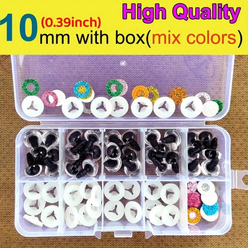 3D глаза для игрушек с глиттером 10 мм – цветные, с фиксаторами, 30 шт, винтовое крепление Киев - изображение 3