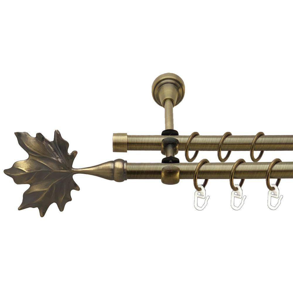 Карниз Orvit Клен металевий дворядний відкритий гладка труба кільце металеве Антик 16\16 мм 160 см (00-00017019) Львів - фото 1