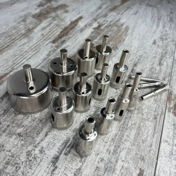 Набор алмазных коронок-сверл 15 шт (6–50 мм) для стекла, кафеля и керамики Киев