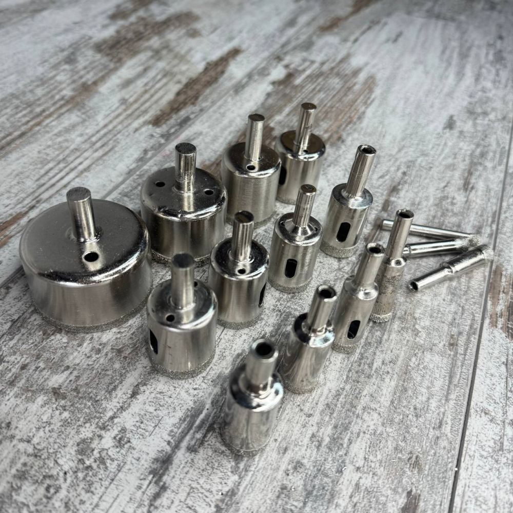 Набір алмазних коронок-свердл 15 шт (6–50 мм) для скла, кахлю та кераміки Київ - фото 2