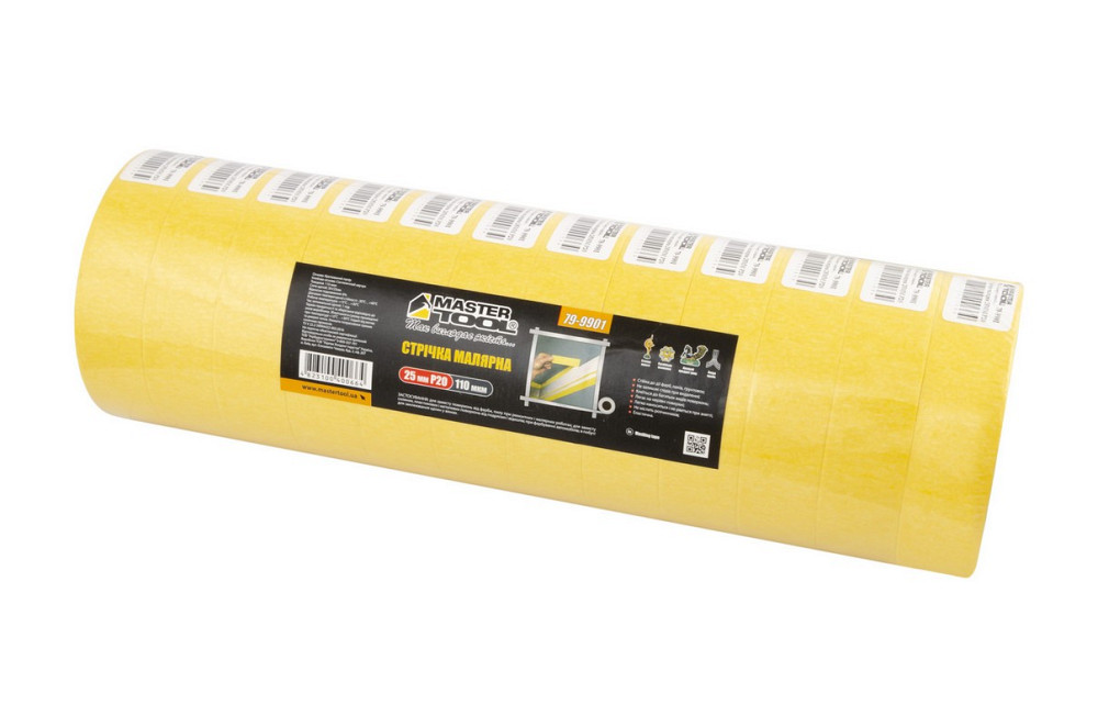 MASTERTOOL Стрічка малярна універсальна MASTERTOOL GripBond Easy 25 мм×15 м жовта 79-9901 Коломия - фото 6
