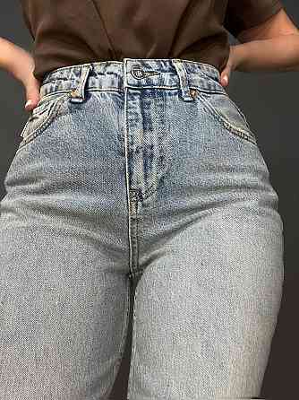 Джинсы женские Mikaletta 3249-13254 MOM RELAX jeans бананы высокая посадка стрейчевые голубые, голуб Одесса