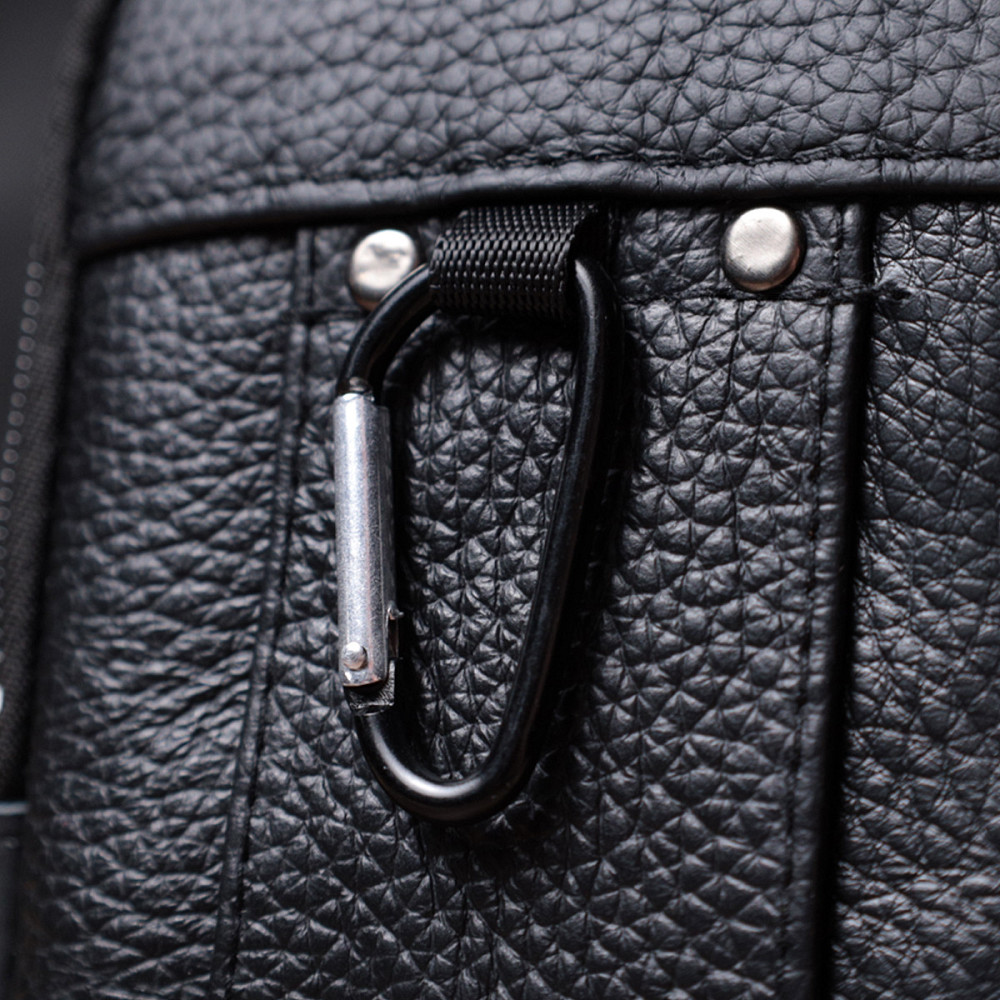 Чоловіча сумка на пояс із натуральної шкіри Чорний (Vintage) Київ - фото 4