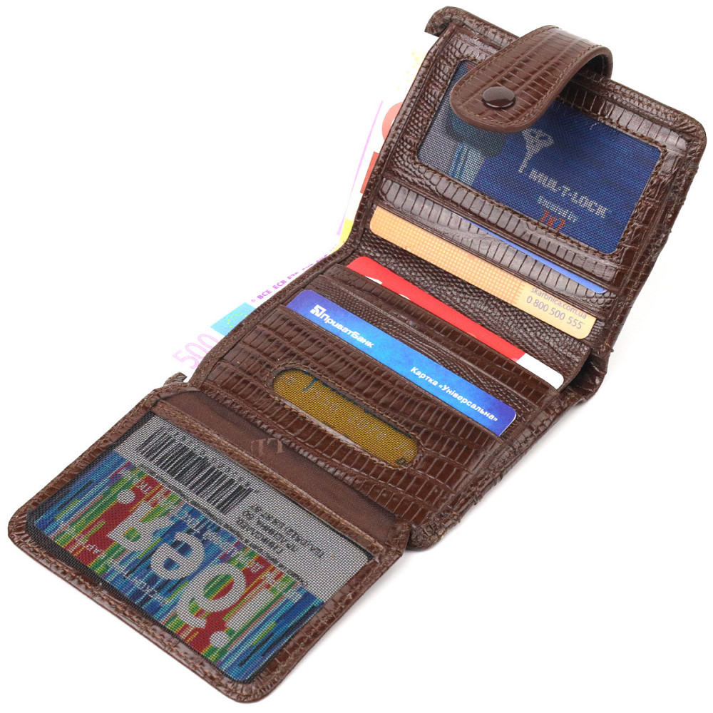 Фактурний гаманець для чоловіків з натуральної шкіри CANPELLINI 21691 Коричневий Київ - фото 5