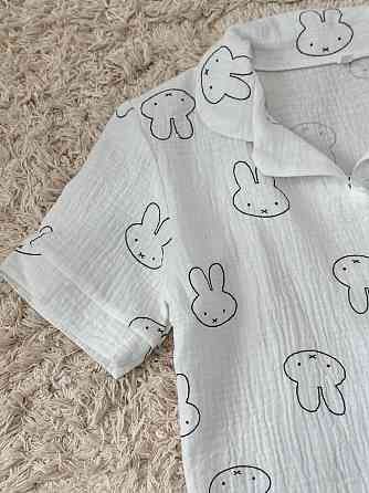 Дитяча піжама з мусліна шорти з сорочкою Зайчики 110-116 Харків