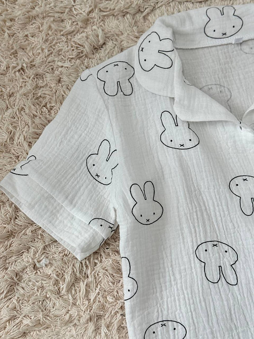 Детская пижамка из муслина шорты с рубашкой Зайчики 110-116 Харьков - изображение 5